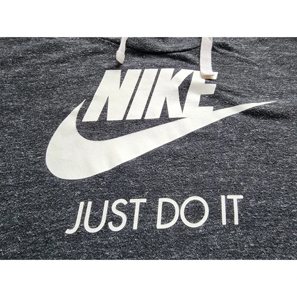 Nike Lightweight Charcoal Grey Logo Hoodie Womens XL Pullover Just Do It